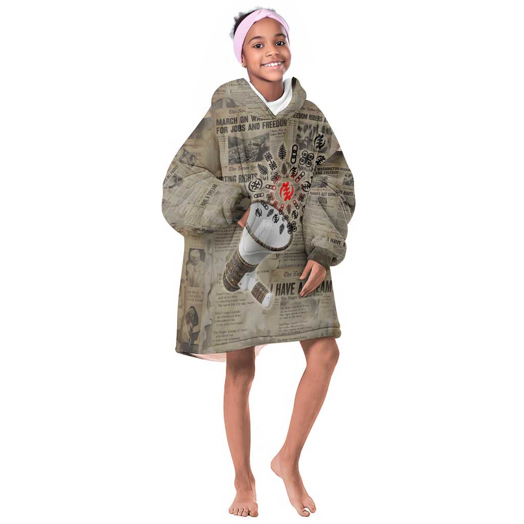 Louder Than Silence African Kid Wearable Blanket Hoodie Civil Rights News Megaphone