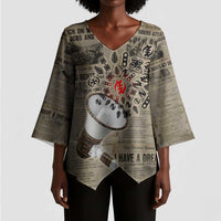 Louder Than Silence African Kimono Sleeve Blouse Civil Rights News Megaphone