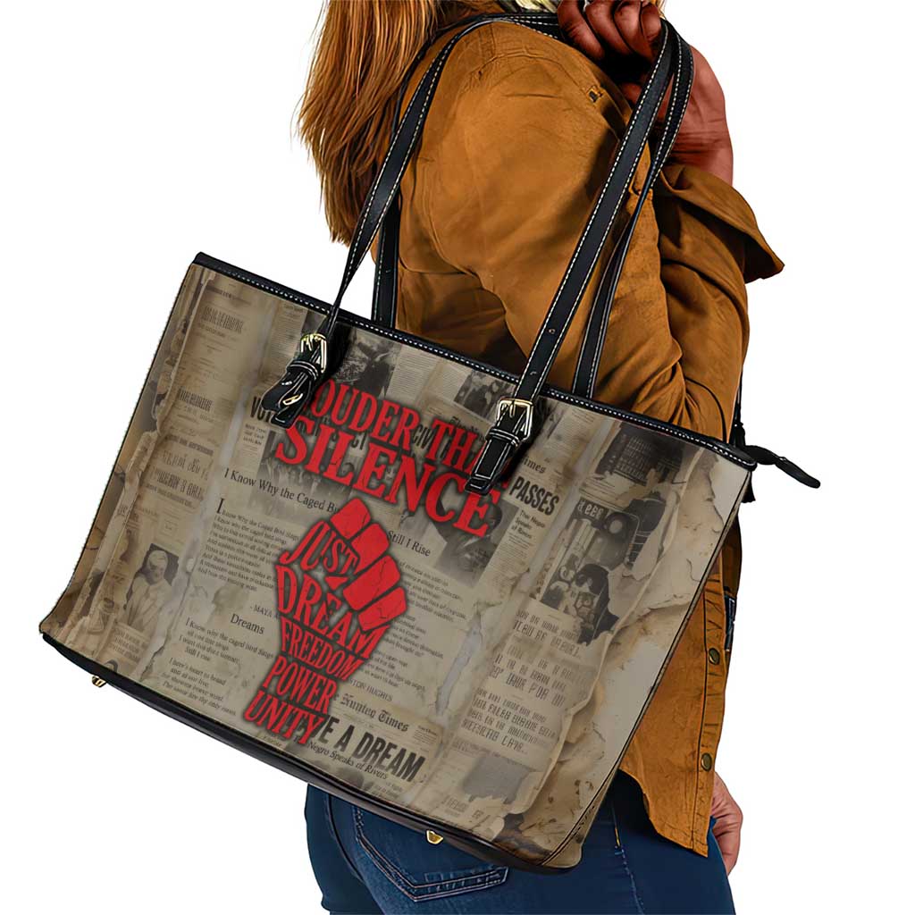 Louder Than Silence African Leather Tote Bag Civil Rights News Megaphone