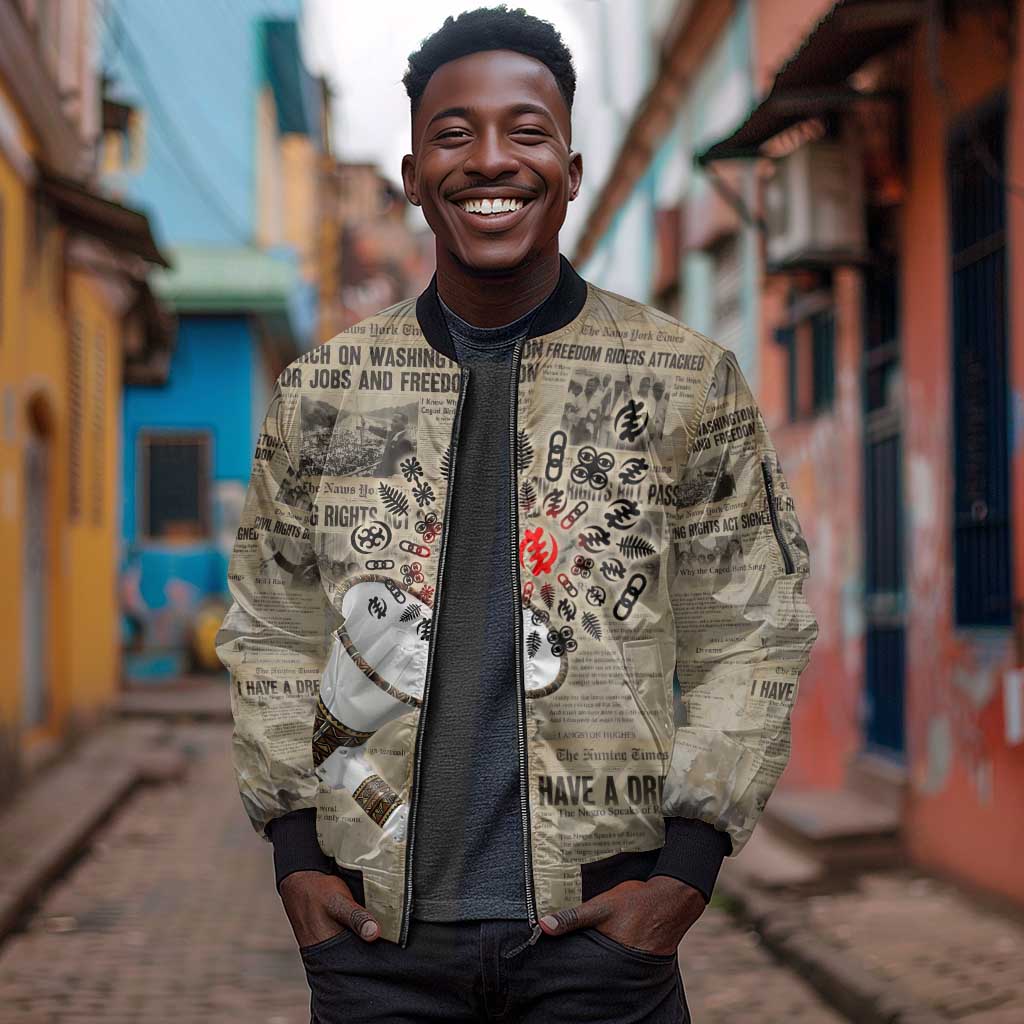 Louder Than Silence African Sleeve Zip Bomber Jacket Civil Rights News Megaphone