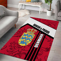 Denmark Area Rug Danish Coat of Arms, National Flag, Bold Scandinavian Heritage Design