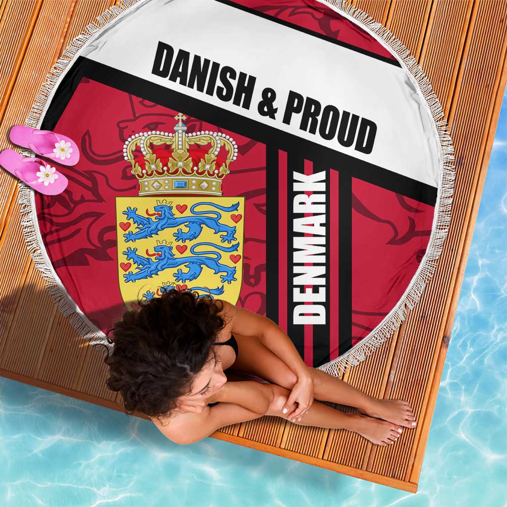 Denmark Beach Blanket Danish Coat of Arms, National Flag, Bold Scandinavian Heritage Design