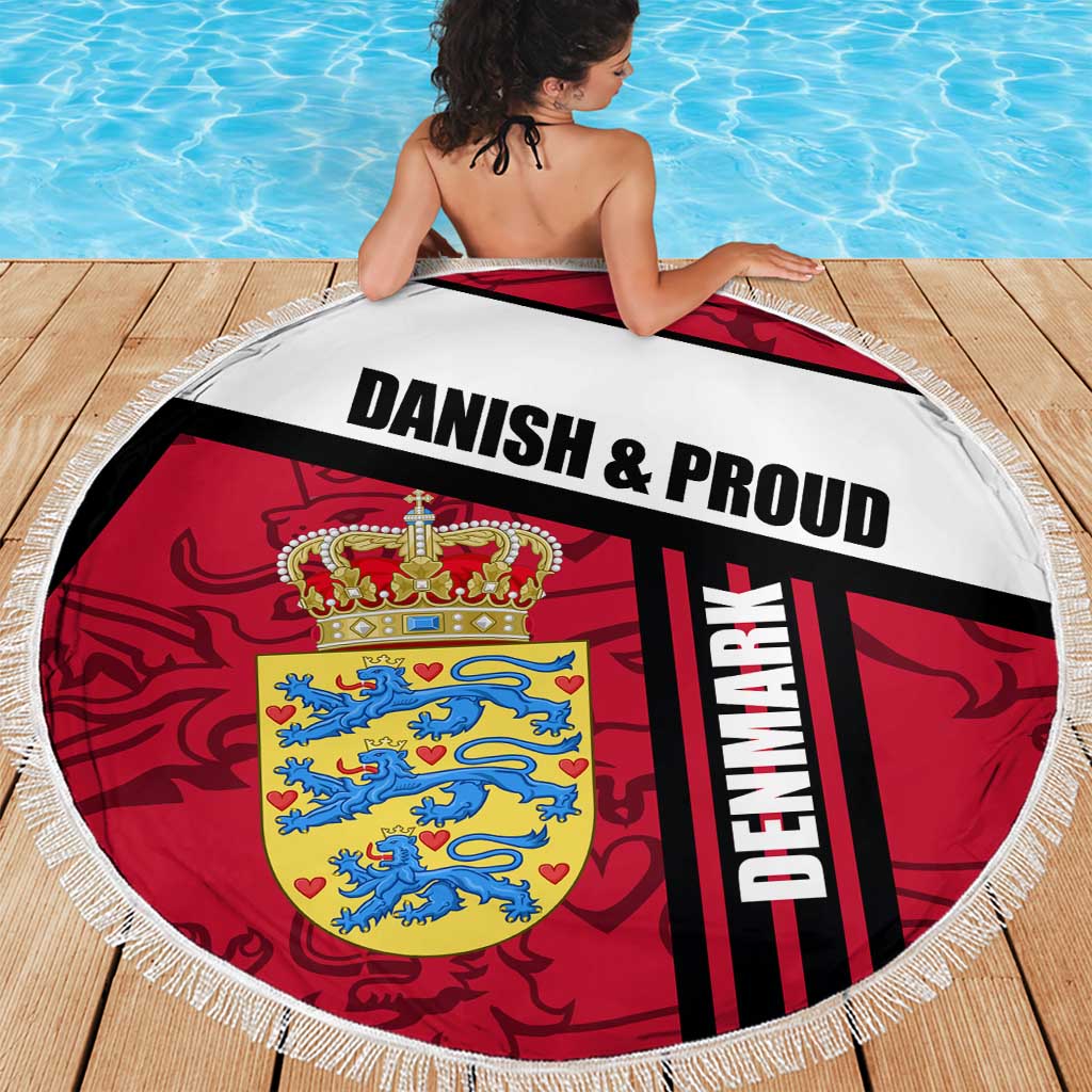 Denmark Beach Blanket Danish Coat of Arms, National Flag, Bold Scandinavian Heritage Design