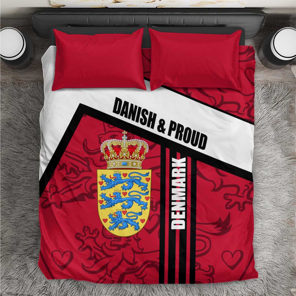 Denmark Bedding Set Danish Coat of Arms, National Flag, Bold Scandinavian Heritage Design