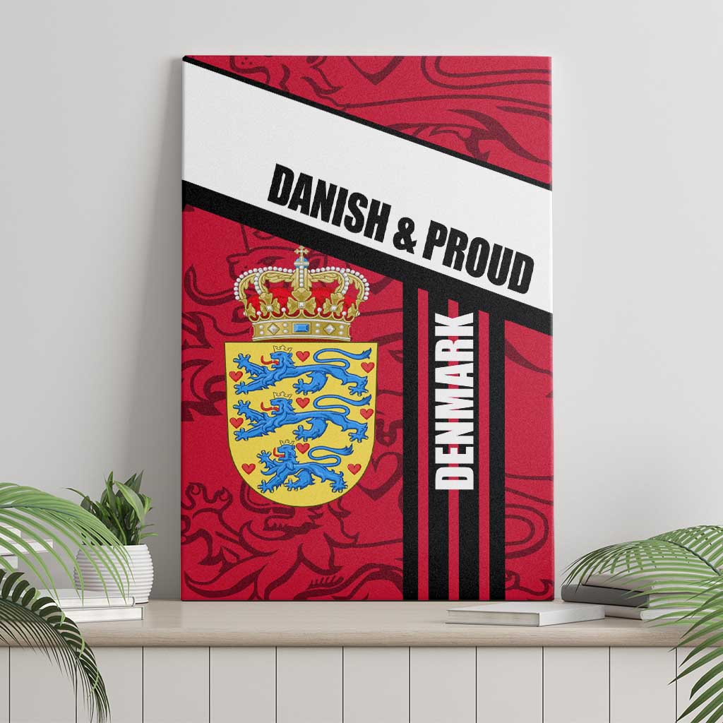 Denmark Canvas Wall Art Danish Coat of Arms, National Flag, Bold Scandinavian Heritage Design