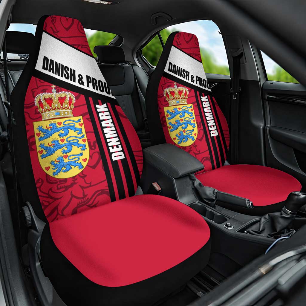 Denmark Car Seat Cover Danish Coat of Arms, National Flag, Bold Scandinavian Heritage Design