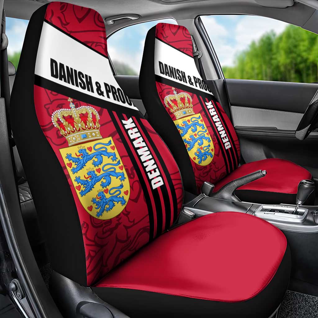Denmark Car Seat Cover Danish Coat of Arms, National Flag, Bold Scandinavian Heritage Design