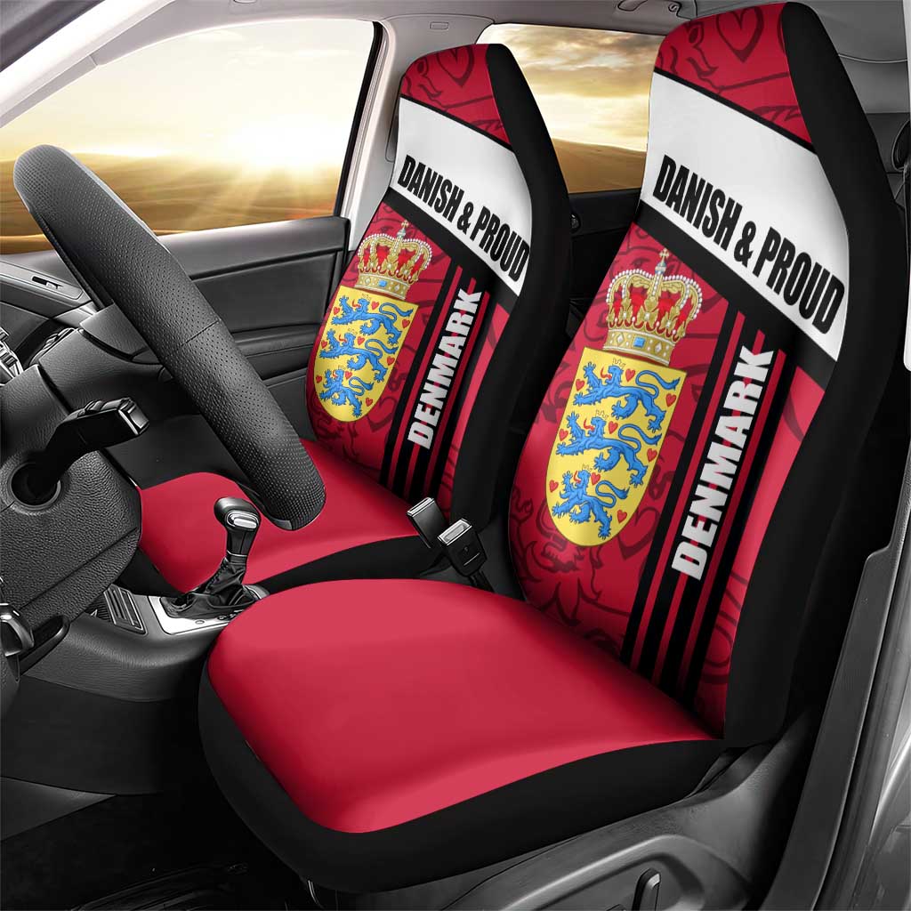 Denmark Car Seat Cover Danish Coat of Arms, National Flag, Bold Scandinavian Heritage Design