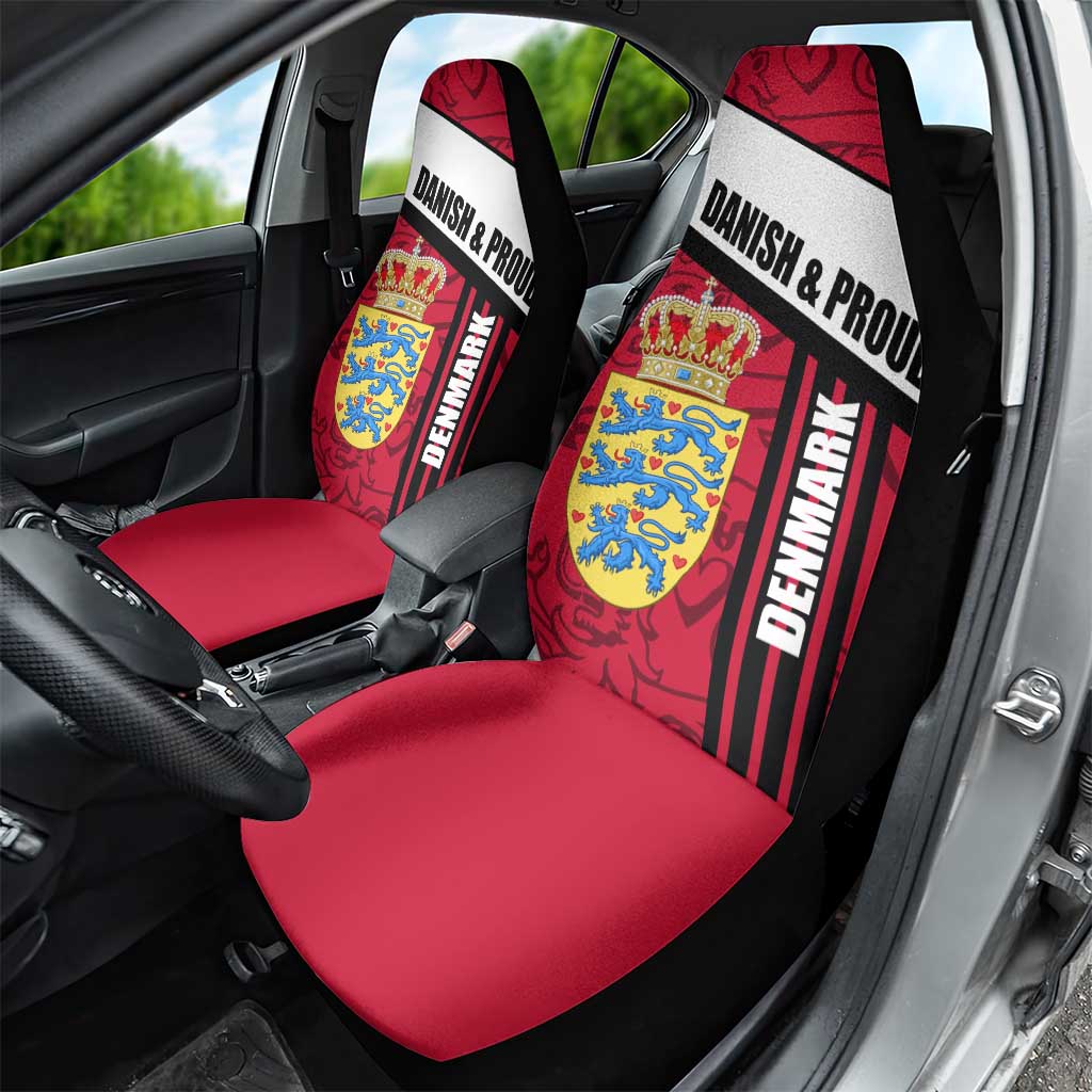 Denmark Car Seat Cover Danish Coat of Arms, National Flag, Bold Scandinavian Heritage Design