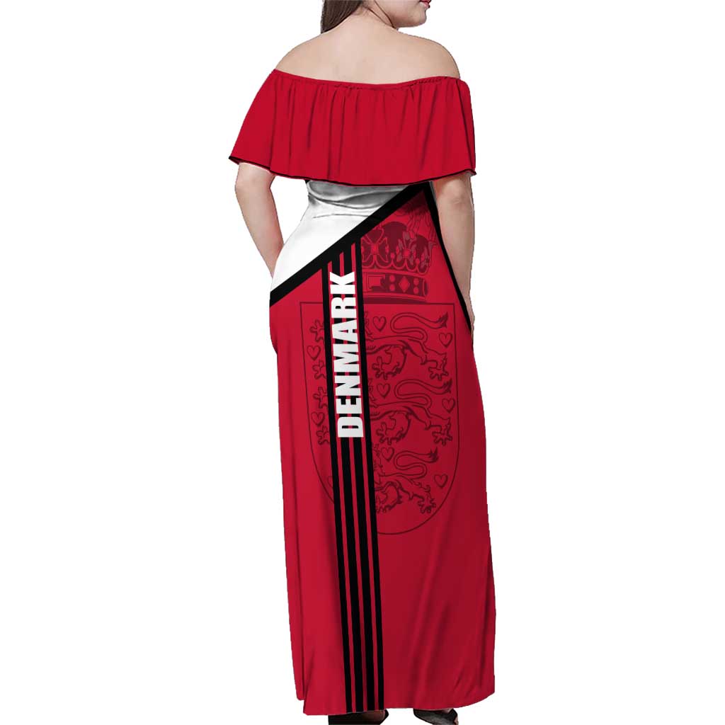 Denmark Family Matching Off Shoulder Maxi Dress and Hawaiian Shirt Danish Coat of Arms, National Flag, Bold Scandinavian Heritage Design