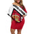 Denmark Family Matching Off Shoulder Short Dress and Hawaiian Shirt Danish Coat of Arms, National Flag, Bold Scandinavian Heritage Design