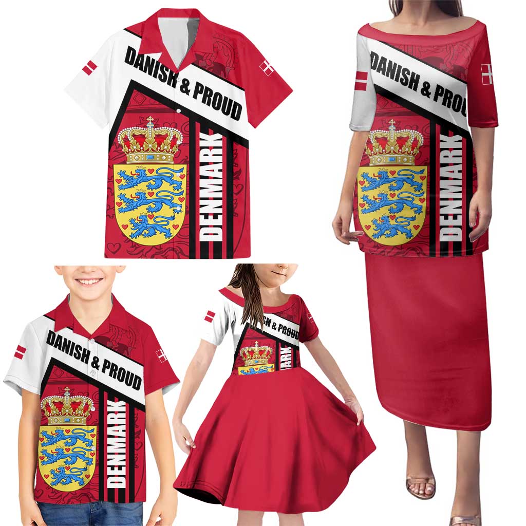 Denmark Family Matching Puletasi and Hawaiian Shirt Danish Coat of Arms, National Flag, Bold Scandinavian Heritage Design