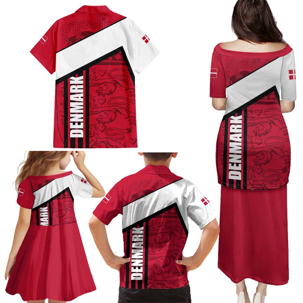 Denmark Family Matching Puletasi and Hawaiian Shirt Danish Coat of Arms, National Flag, Bold Scandinavian Heritage Design