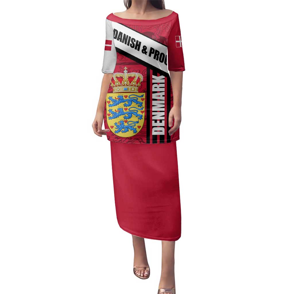 Denmark Family Matching Puletasi and Hawaiian Shirt Danish Coat of Arms, National Flag, Bold Scandinavian Heritage Design