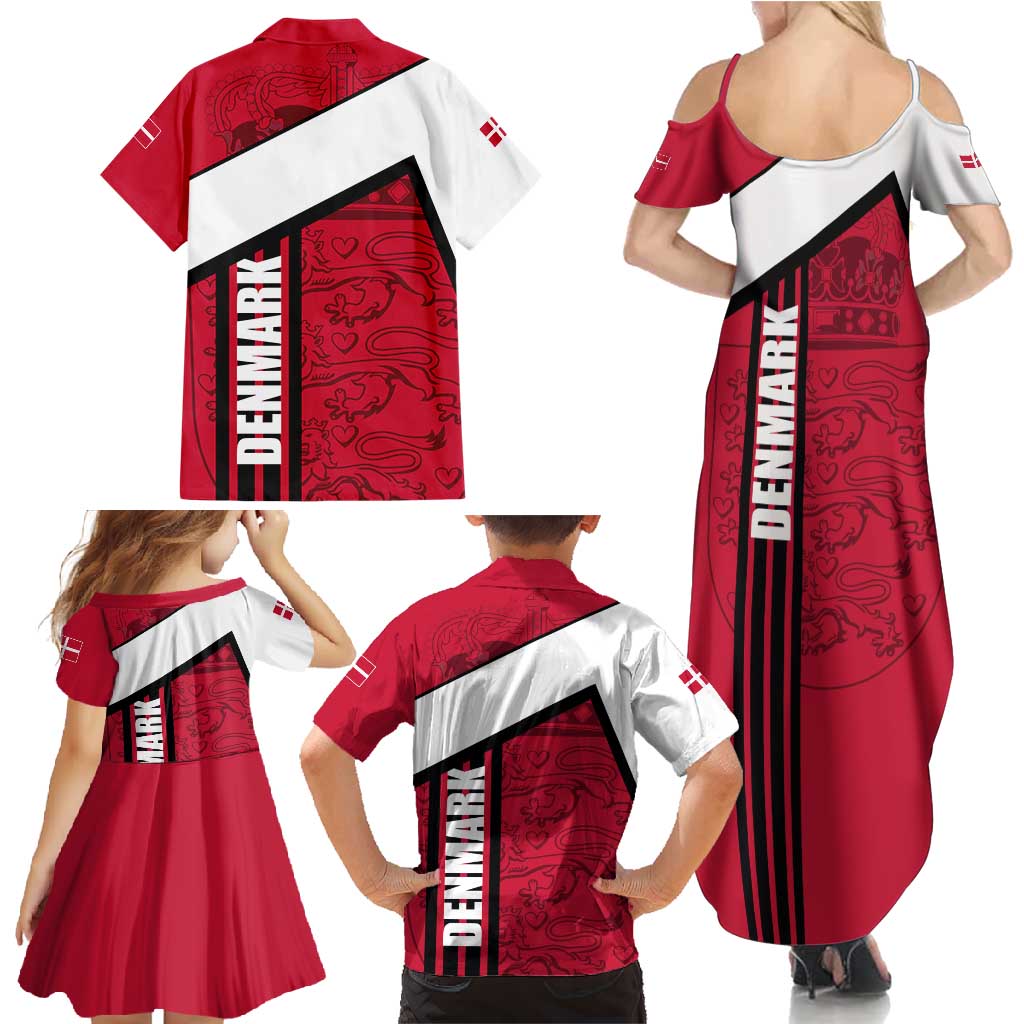 Denmark Family Matching Summer Maxi Dress and Hawaiian Shirt Danish Coat of Arms, National Flag, Bold Scandinavian Heritage Design