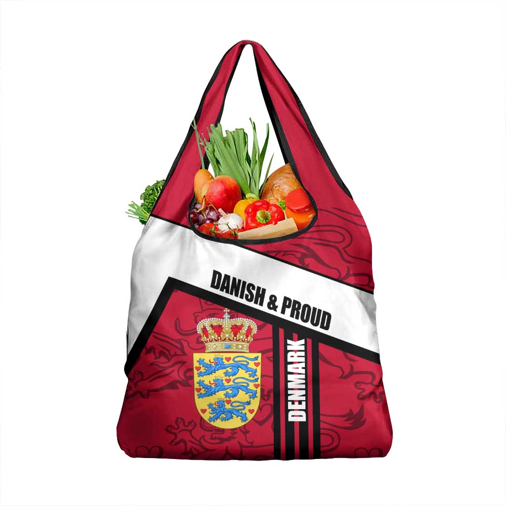 Denmark Grocery Bag Danish Coat of Arms, National Flag, Bold Scandinavian Heritage Design