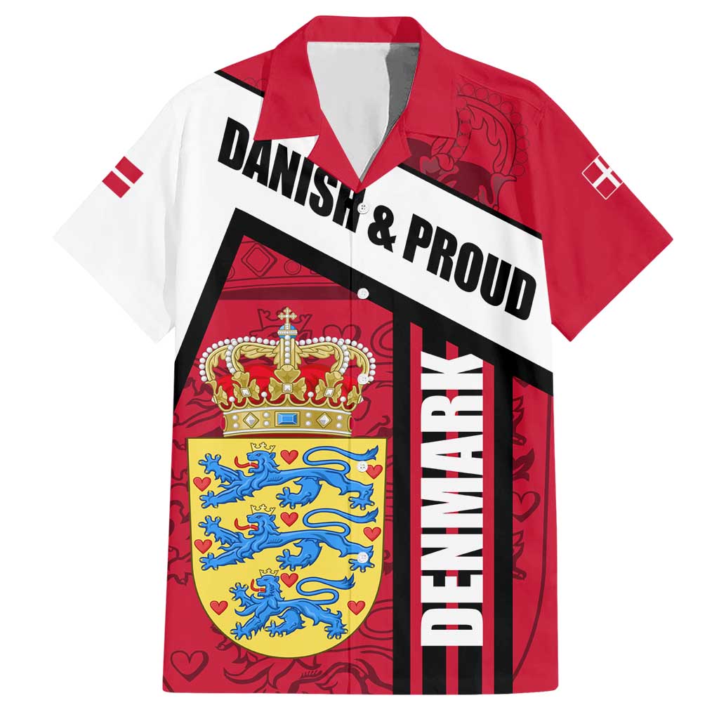 Denmark Hawaiian Shirt Danish Coat of Arms, National Flag, Bold Scandinavian Heritage Design
