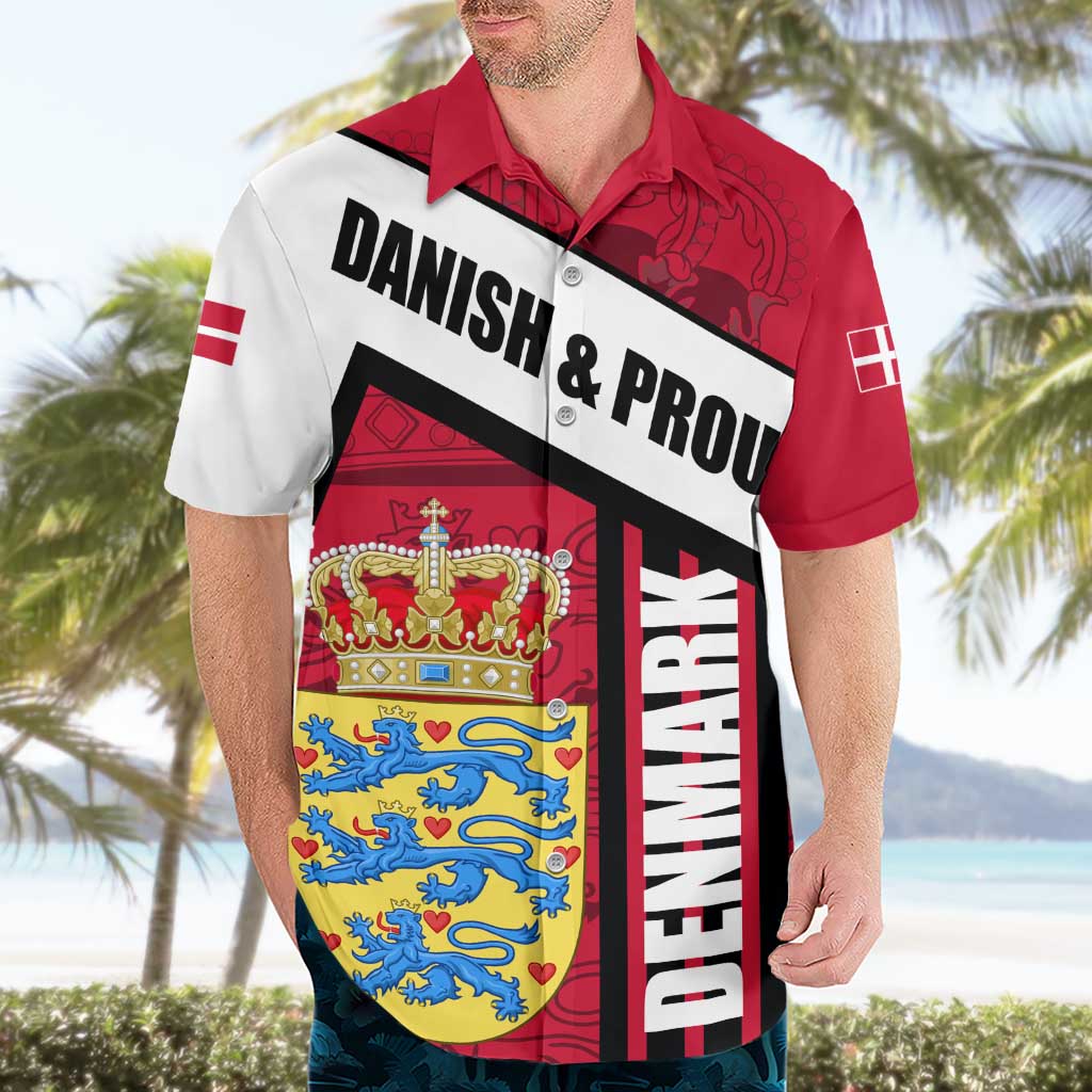 Denmark Hawaiian Shirt Danish Coat of Arms, National Flag, Bold Scandinavian Heritage Design