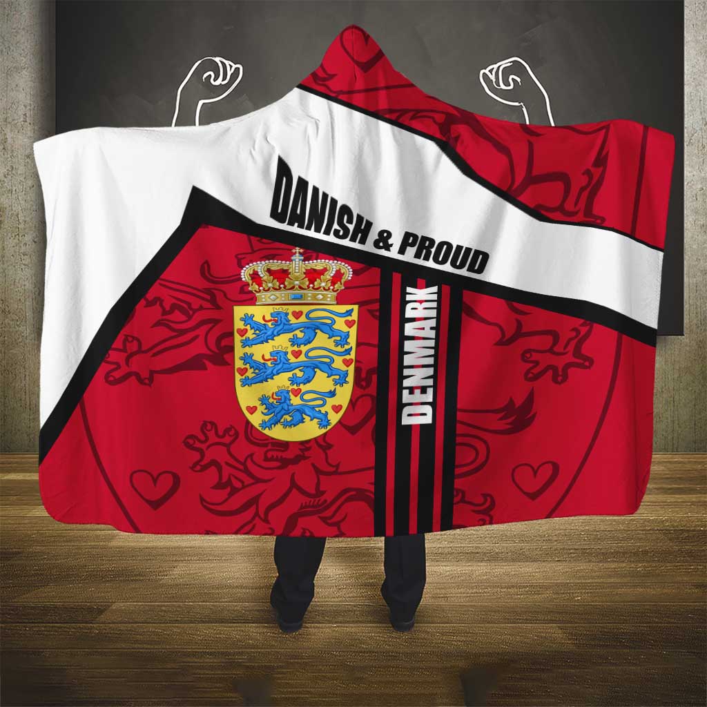 Denmark Hooded Blanket Danish Coat of Arms, National Flag, Bold Scandinavian Heritage Design