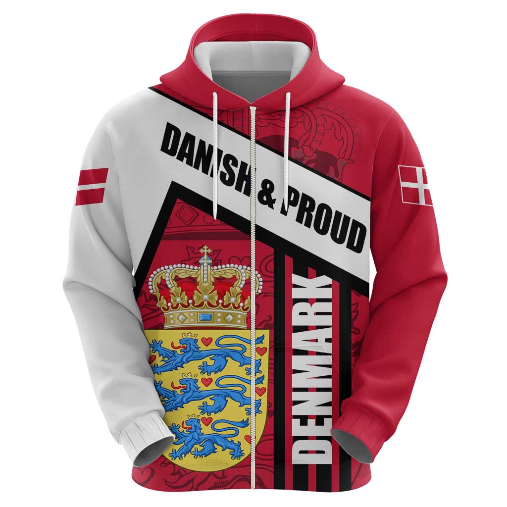 Denmark Hoodie Danish Coat of Arms, National Flag, Bold Scandinavian Heritage Design
