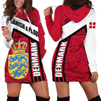 Denmark Hoodie Dress Danish Coat of Arms, National Flag, Bold Scandinavian Heritage Design