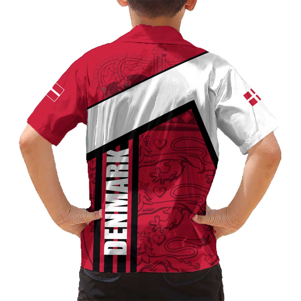 Denmark Kid Hawaiian Shirt Danish Coat of Arms, National Flag, Bold Scandinavian Heritage Design