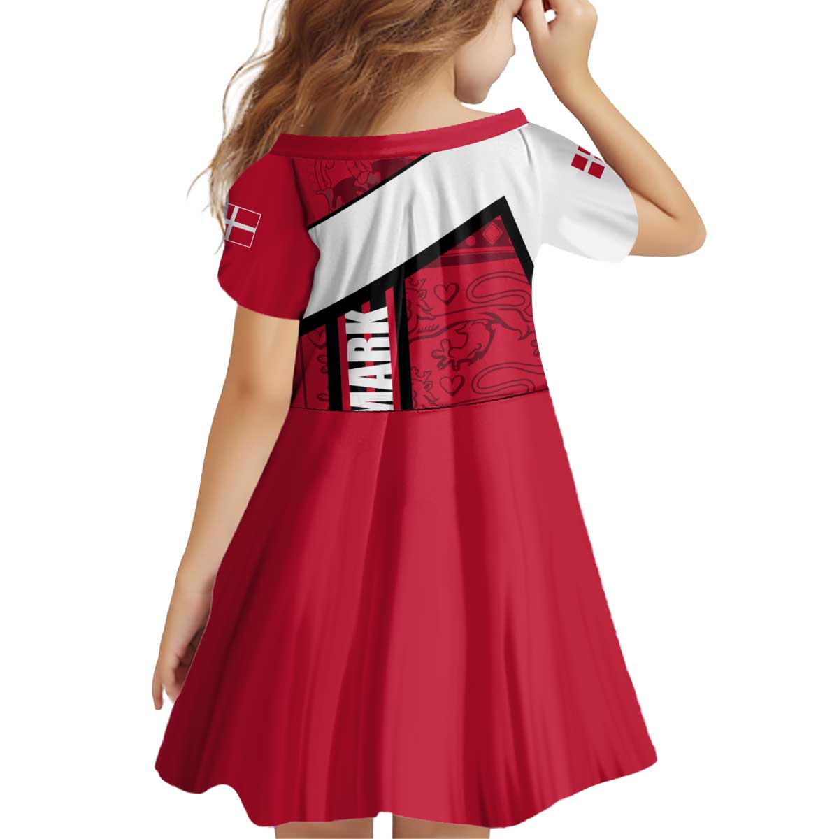 Denmark Kid Short Sleeve Dress Danish Coat of Arms, National Flag, Bold Scandinavian Heritage Design