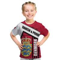 Denmark Kid T Shirt Danish Coat of Arms, National Flag, Bold Scandinavian Heritage Design