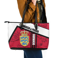 Denmark Leather Tote Bag Danish Coat of Arms, National Flag, Bold Scandinavian Heritage Design