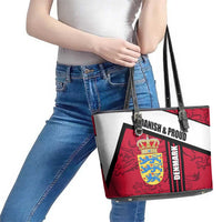 Denmark Leather Tote Bag Danish Coat of Arms, National Flag, Bold Scandinavian Heritage Design