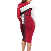 Denmark Long Sleeve Bodycon Dress Danish Coat of Arms, National Flag, Bold Scandinavian Heritage Design