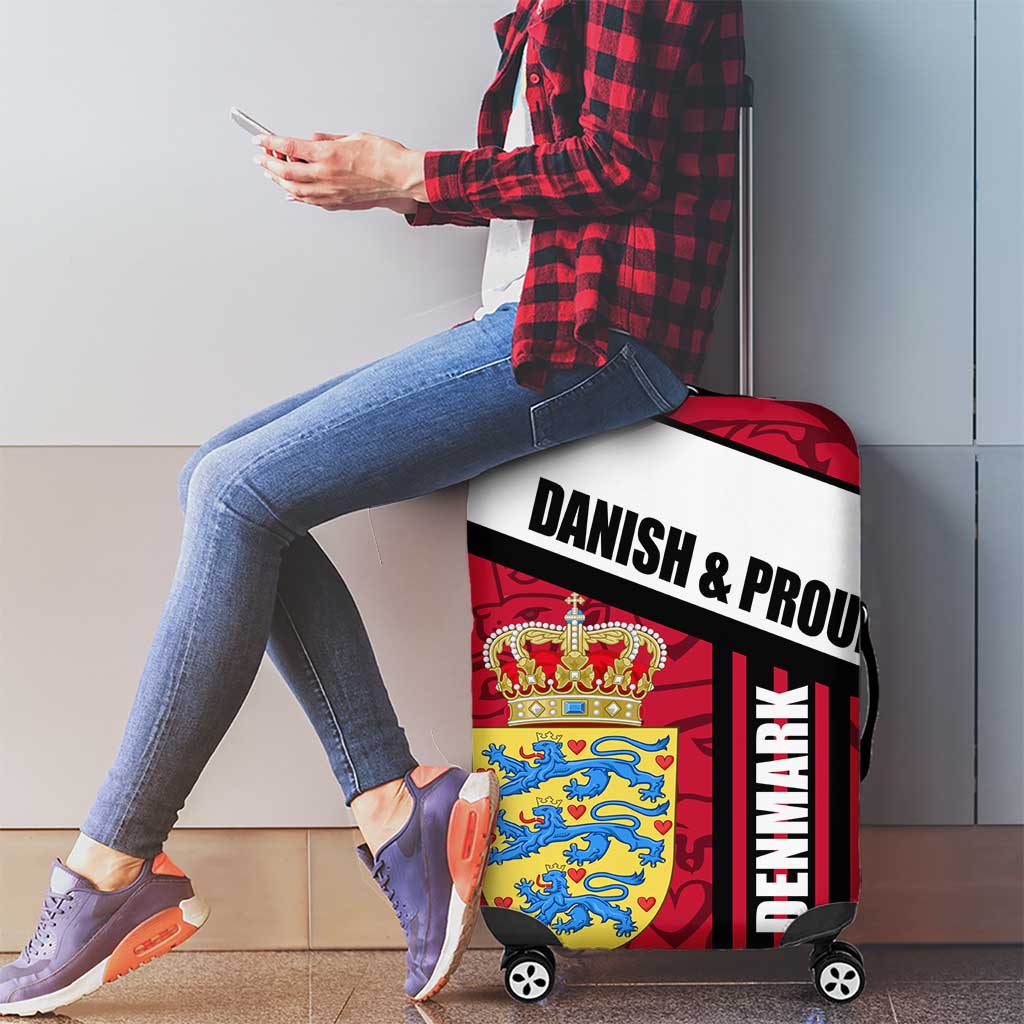 Denmark Luggage Cover Danish Coat of Arms, National Flag, Bold Scandinavian Heritage Design