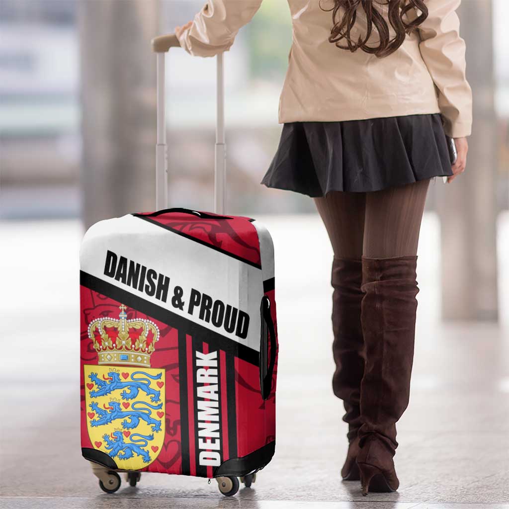 Denmark Luggage Cover Danish Coat of Arms, National Flag, Bold Scandinavian Heritage Design