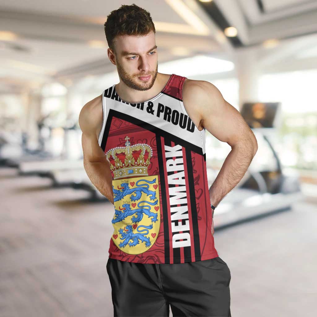 Denmark Men Tank Top Danish Coat of Arms, National Flag, Bold Scandinavian Heritage Design