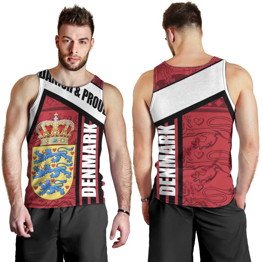 Denmark Men Tank Top Danish Coat of Arms, National Flag, Bold Scandinavian Heritage Design
