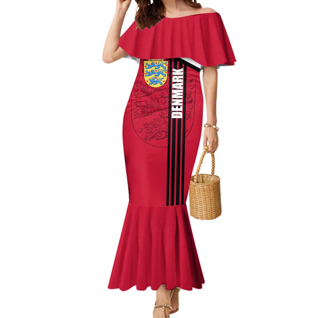 Denmark Mermaid Dress Danish Coat of Arms, National Flag, Bold Scandinavian Heritage Design