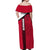 Denmark Off Shoulder Maxi Dress Danish Coat of Arms, National Flag, Bold Scandinavian Heritage Design