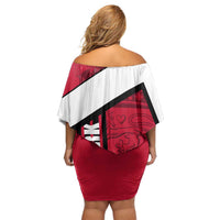 Denmark Off Shoulder Short Dress Danish Coat of Arms, National Flag, Bold Scandinavian Heritage Design