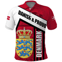 Denmark Polo Shirt Danish Coat of Arms, National Flag, Bold Scandinavian Heritage Design