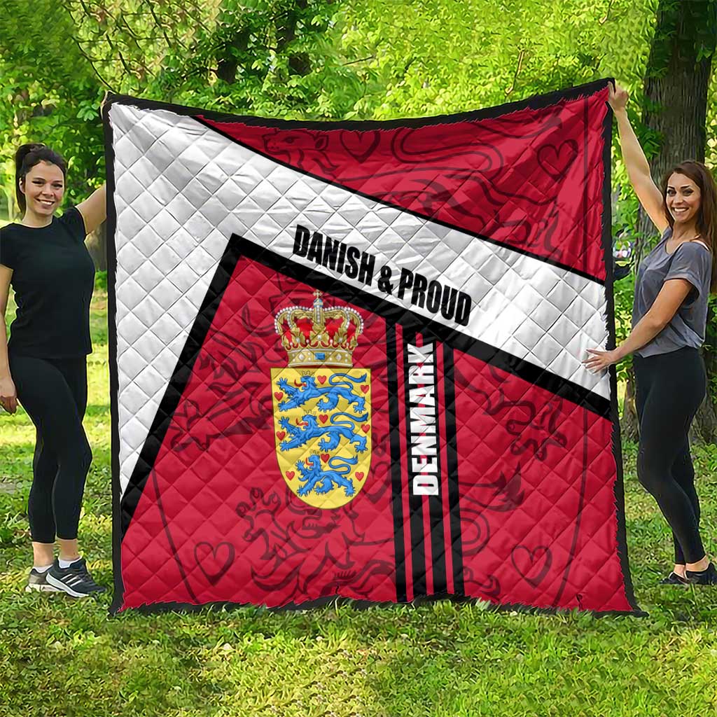 Denmark Quilt Danish Coat of Arms, National Flag, Bold Scandinavian Heritage Design