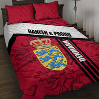 Denmark Quilt Bed Set Danish Coat of Arms, National Flag, Bold Scandinavian Heritage Design