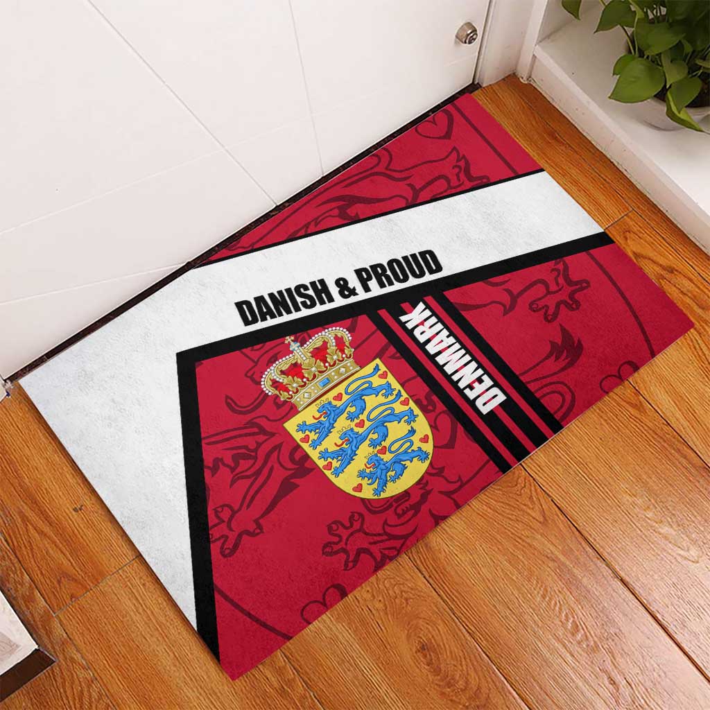 Denmark Rubber Doormat Danish Coat of Arms, National Flag, Bold Scandinavian Heritage Design