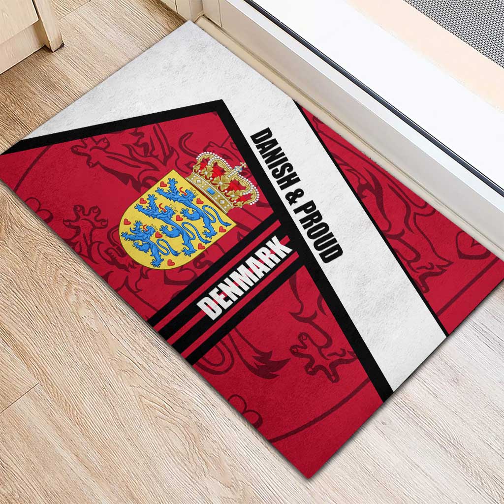 Denmark Rubber Doormat Danish Coat of Arms, National Flag, Bold Scandinavian Heritage Design