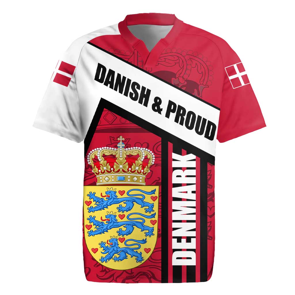 Denmark Rugby Jersey Danish Coat of Arms, National Flag, Bold Scandinavian Heritage Design
