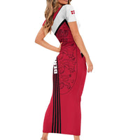 Denmark Short Sleeve Bodycon Dress Danish Coat of Arms, National Flag, Bold Scandinavian Heritage Design