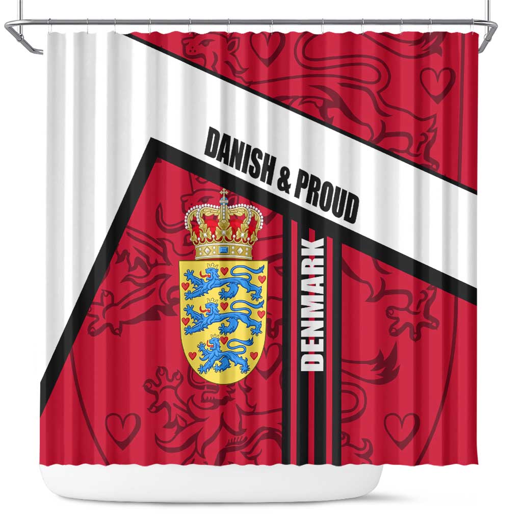 Denmark Shower Curtain Danish Coat of Arms, National Flag, Bold Scandinavian Heritage Design