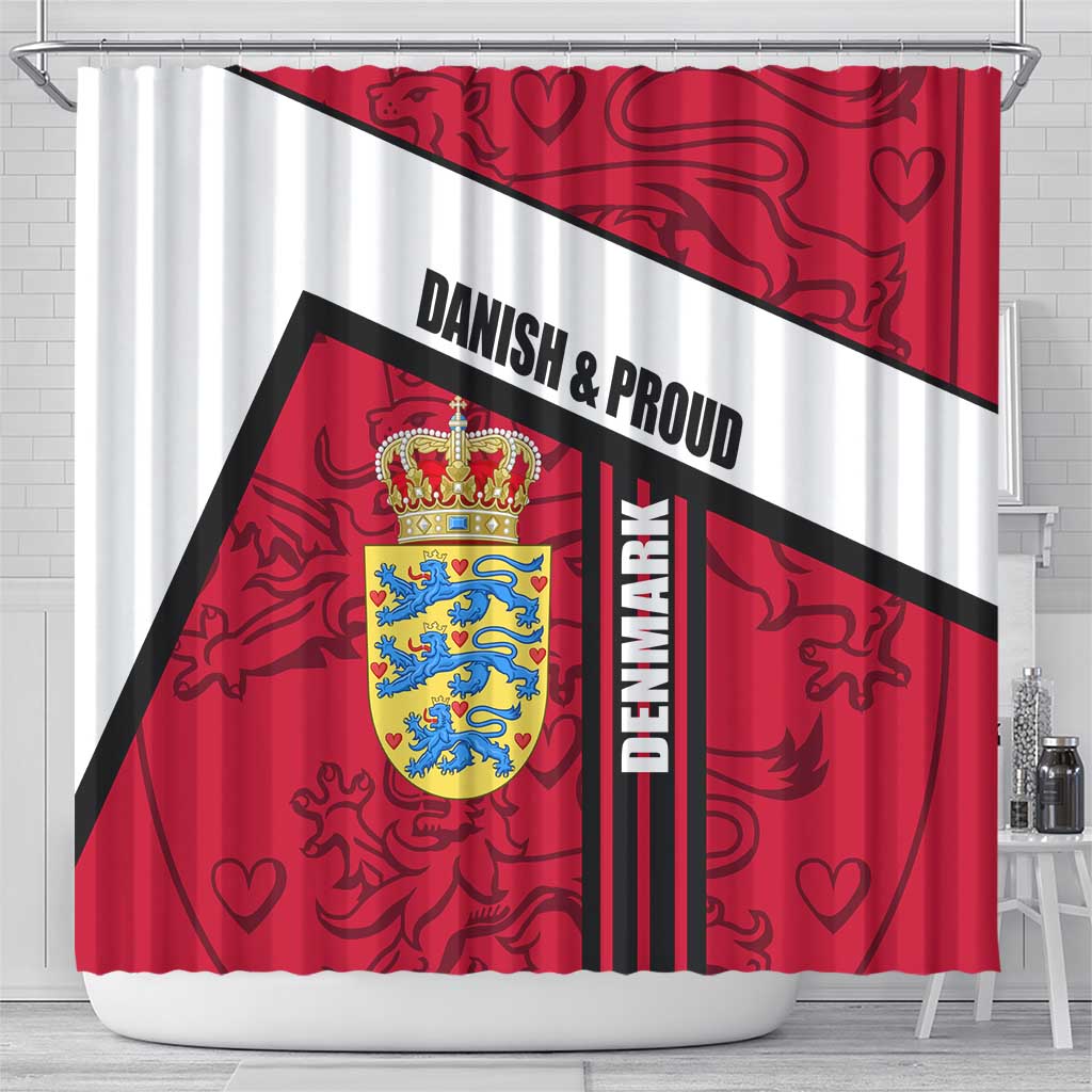 Denmark Shower Curtain Danish Coat of Arms, National Flag, Bold Scandinavian Heritage Design