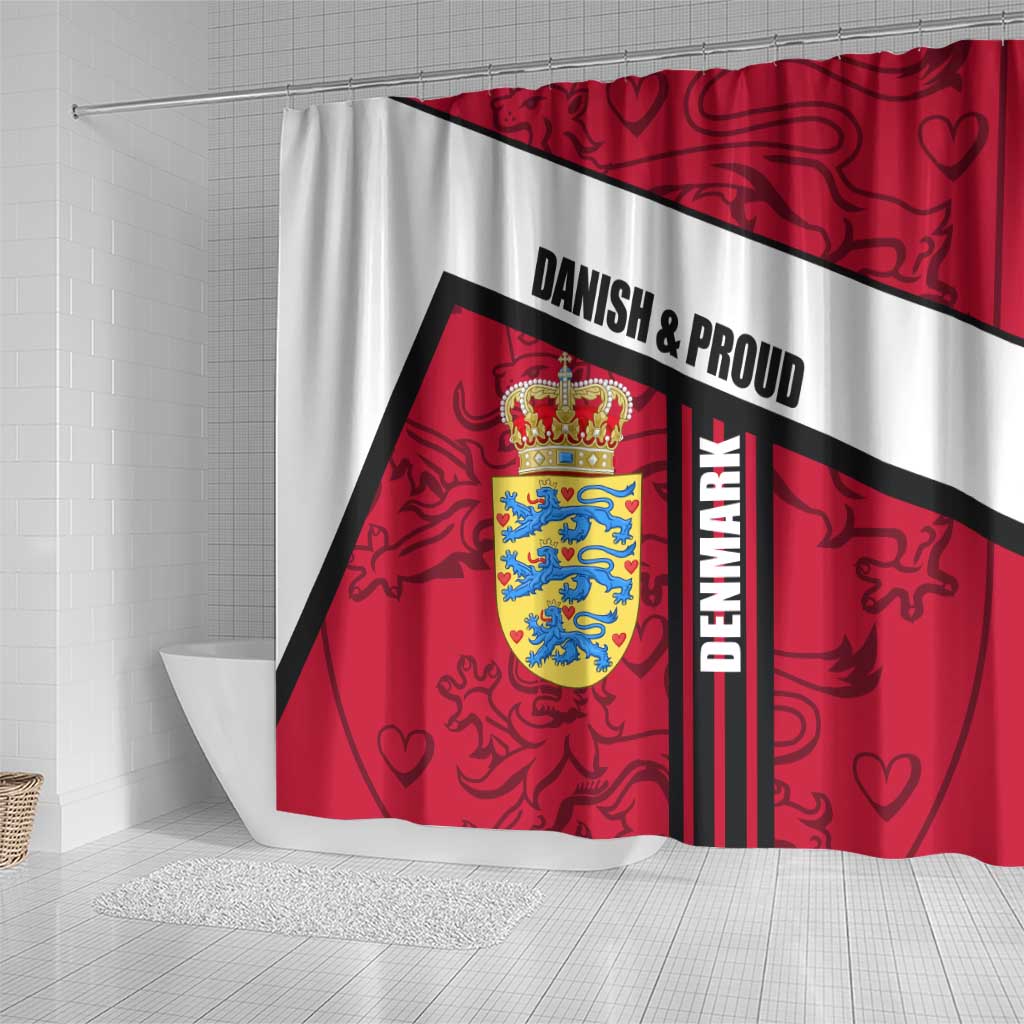 Denmark Shower Curtain Danish Coat of Arms, National Flag, Bold Scandinavian Heritage Design