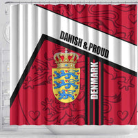 Denmark Shower Curtain Danish Coat of Arms, National Flag, Bold Scandinavian Heritage Design