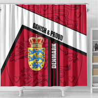Denmark Shower Curtain Danish Coat of Arms, National Flag, Bold Scandinavian Heritage Design